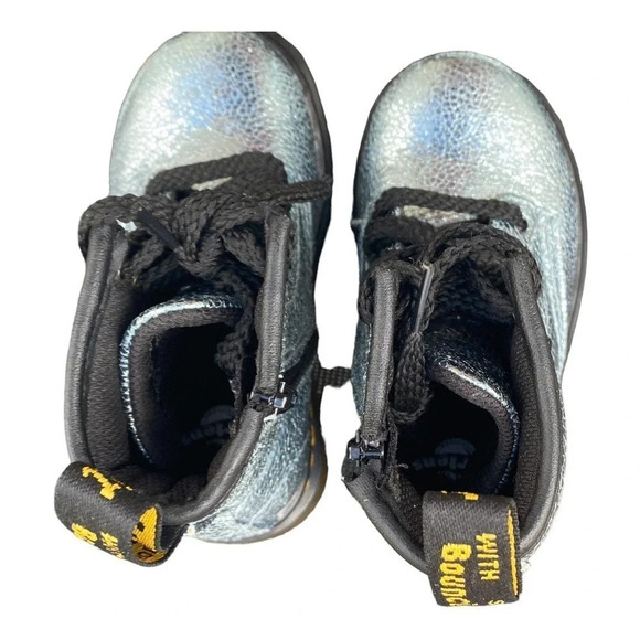 Dr. Martens Boots Girls Size 7 Euro 23, UK 6  Metallic Glitter Lace Up Side Zip - Picture 10 of 12